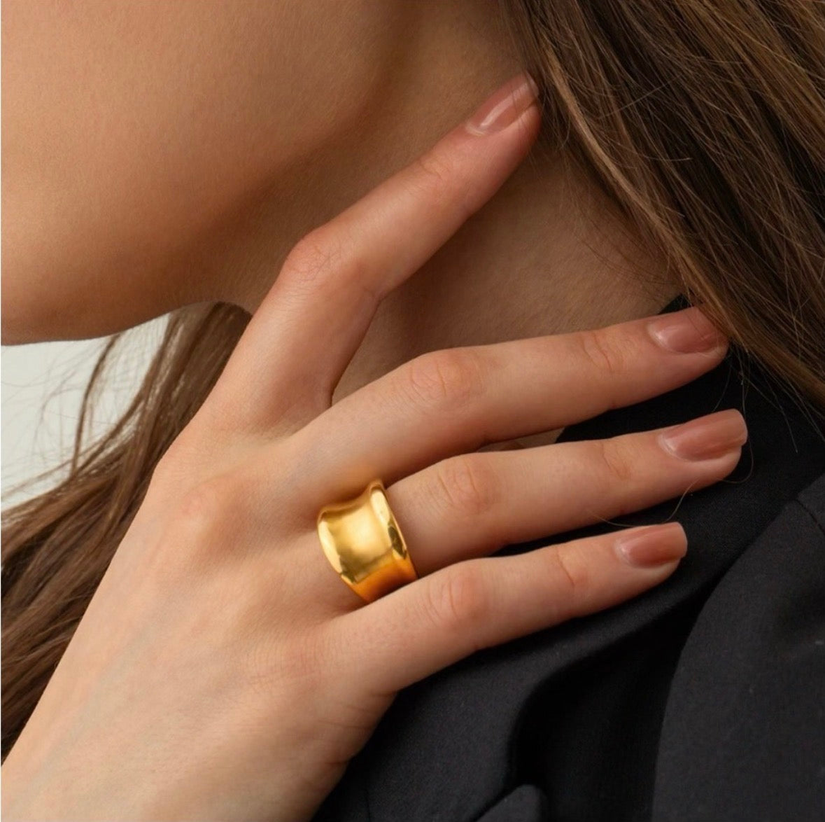 Chunky Simple Brush Effect Ring
