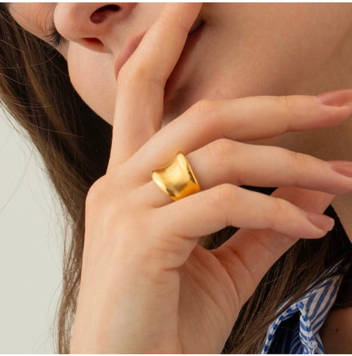Chunky Simple Brush Effect Ring
